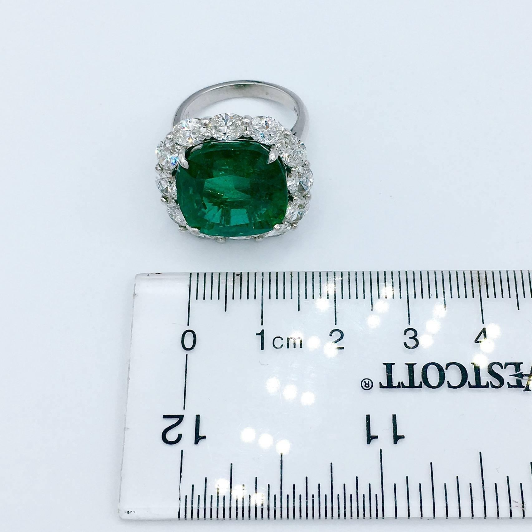 Modern Emilio Jewelry 17.00 Carat Gem Quality Emerald Diamond Ring