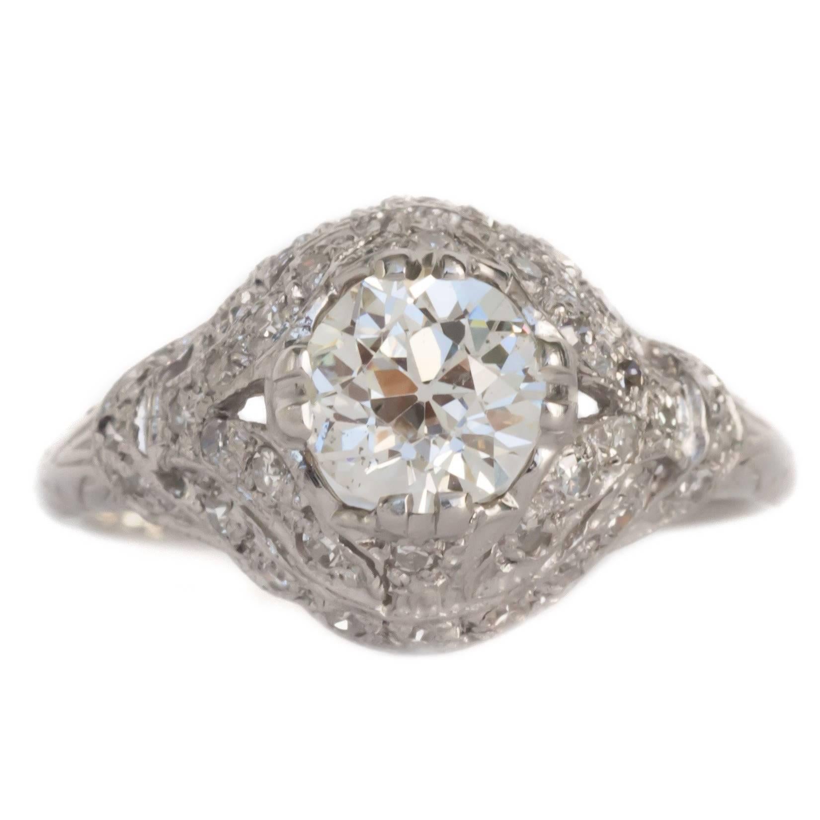 GIA Certified 0.97 Carat Diamond Platinum Engagement Ring