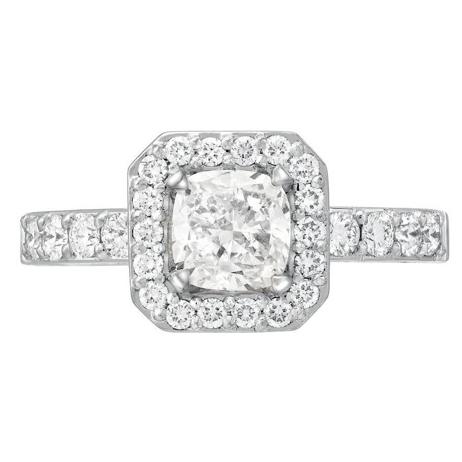 GIA 1.01 Carat G SI1 Platinum Cushion Cut Diamond Engagement Ring For Sale
