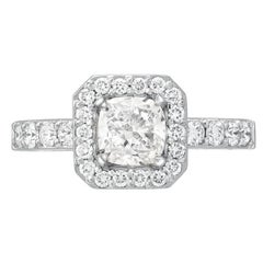 GIA 1.01 Carat G SI1 Platinum Cushion Cut Diamond Engagement Ring