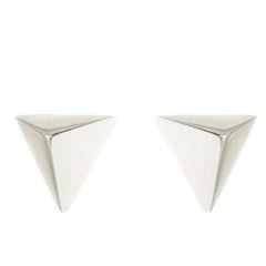 Geometric Pyramid White Gold Stud Earrings Small