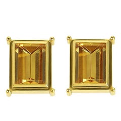 Certified 16.46 Carat Citrine Yellow Gold Studs