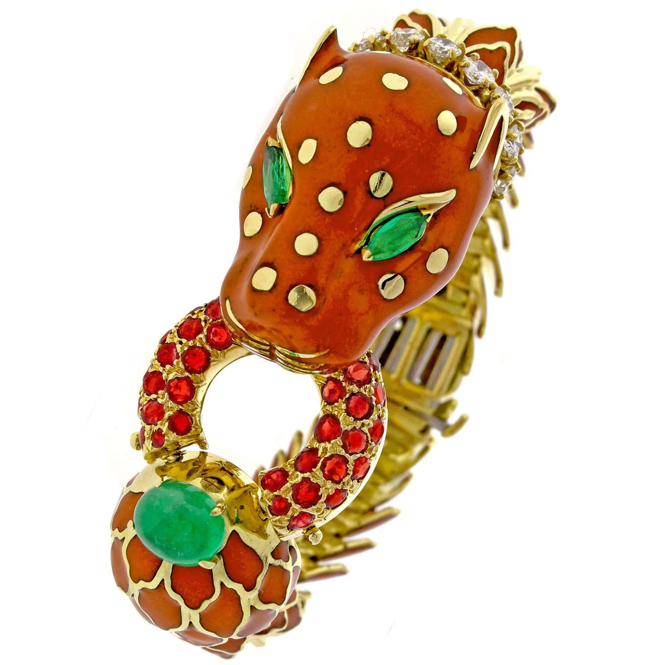 David Webb Animal Kingdom Enamel Serpent Bracelet at 1stDibs