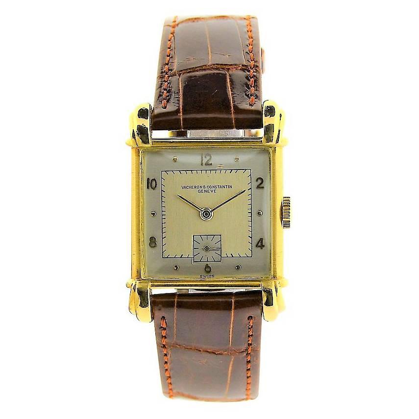 Vacheron Constantin Yellow Gold Sterling Silver Dial Art Deco Manual Watch 