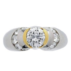 Contemporary Design Platinum and 18 Karat Gold Diamond Ring