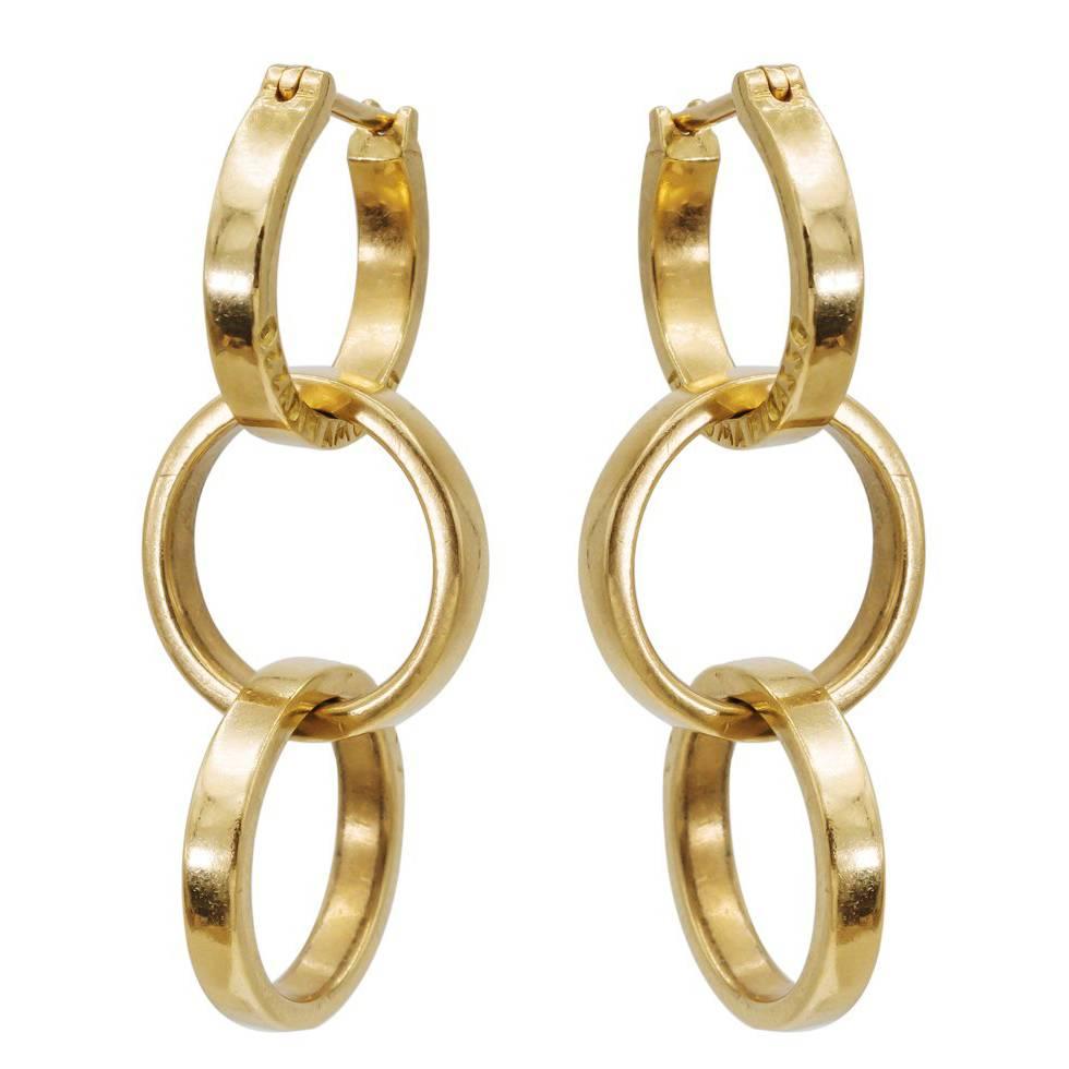 Vintage Three Linked Hoop Tiffany & Co. Earrings in 18 Karat Yellow Gold