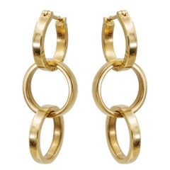 Boucles d'oreilles vintage à trois anneaux en or jaune 18 carats Tiffany & Co