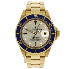 Rolex Yellow Gold Submariner Serti Dial Wristwatch Ref 16618, 1997