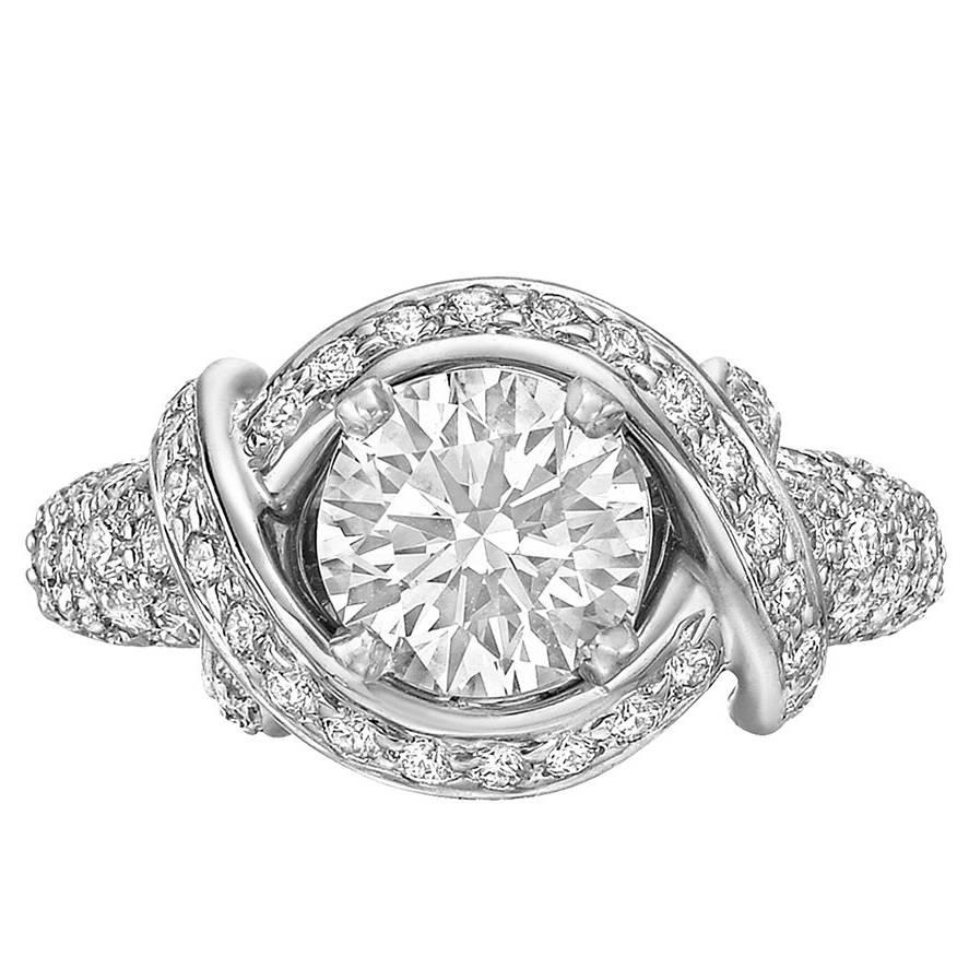 Tiffany & Co. 1.36 Carat Round Brilliant Diamond Schlumberger Engagement Ring