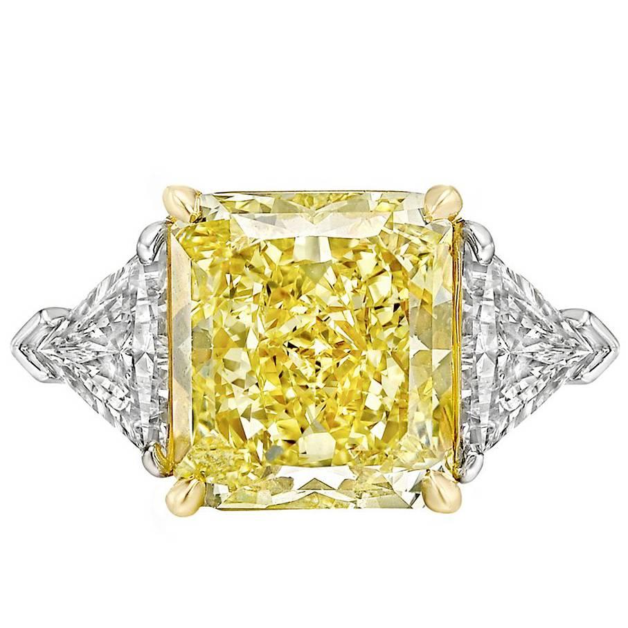 6.41 Carat Fancy Yellow Diamond Ring
