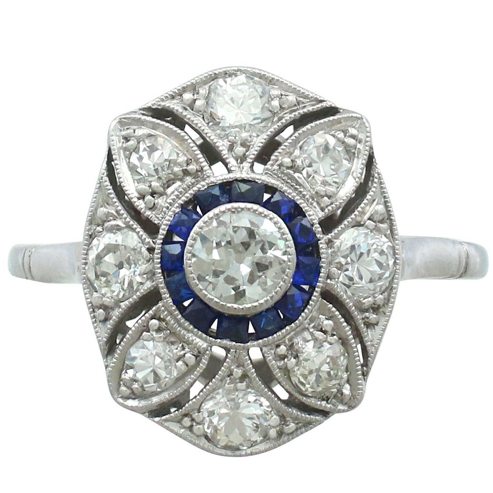 1940s Diamond and Sapphire Platinum Cocktail Ring