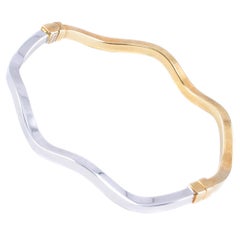 18 Karat Two-Tone Wavy Bangle