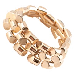 "Chfrny" 18 Karat Yellow Gold Retro Tubular Bracelet
