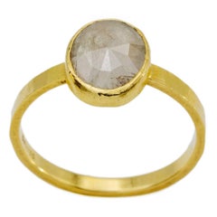1.5 Carat Oval White Diamond Ring in Yellow Gold