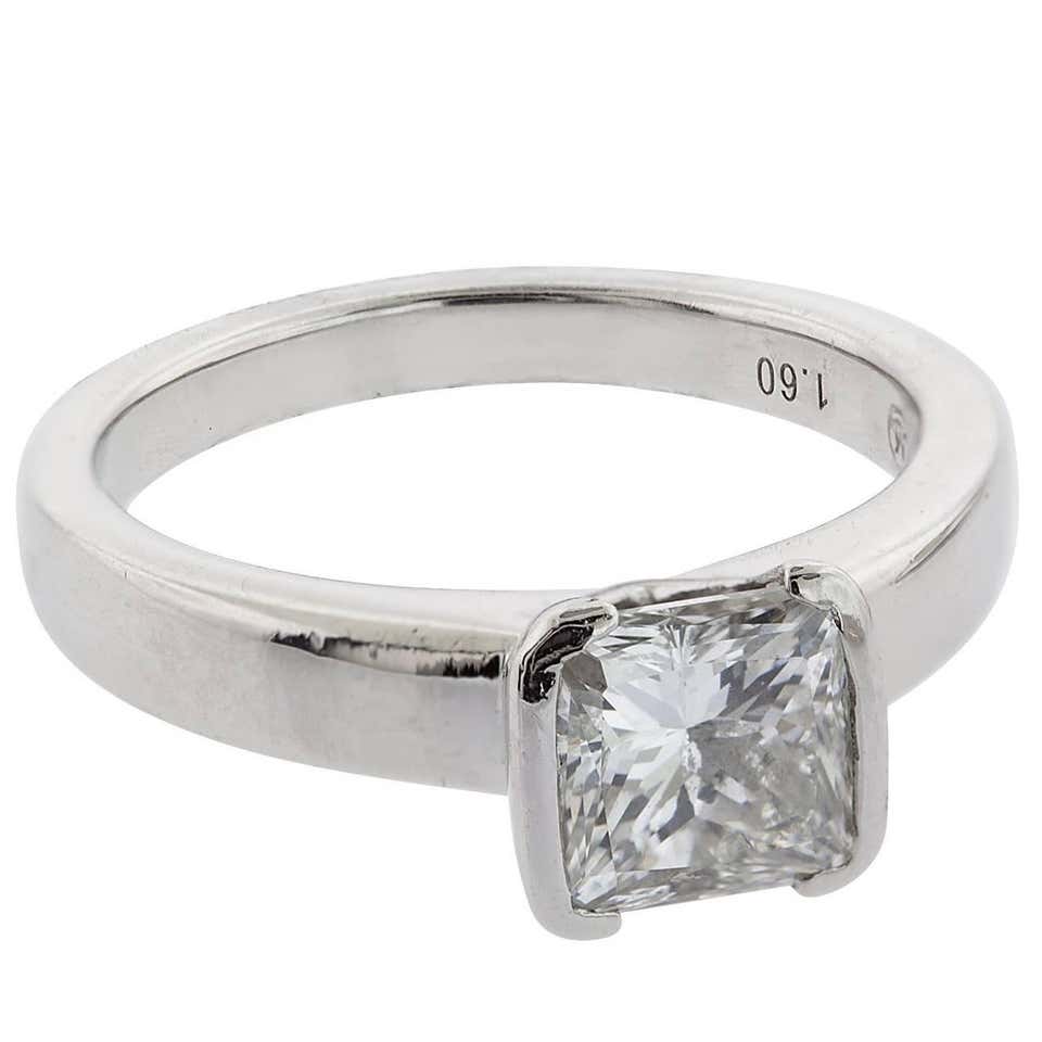 Tiffany and Co. Emerald Cut Diamond Platinum Ring at 1stDibs