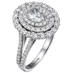 GIA Certified 2.14 Carat Oval Cut Diamond Triple Halo Engagement Ring G / VVS1