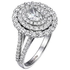  Bague de fiançailles à triple halo de diamants taille ovale de 2,14 carats certifiés par le GIA, G / VVS1