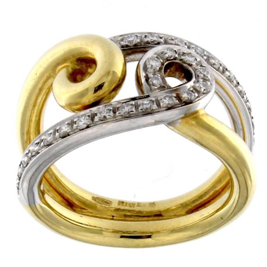 Double Drop Collection Yellow Gold Ring with Diamonds