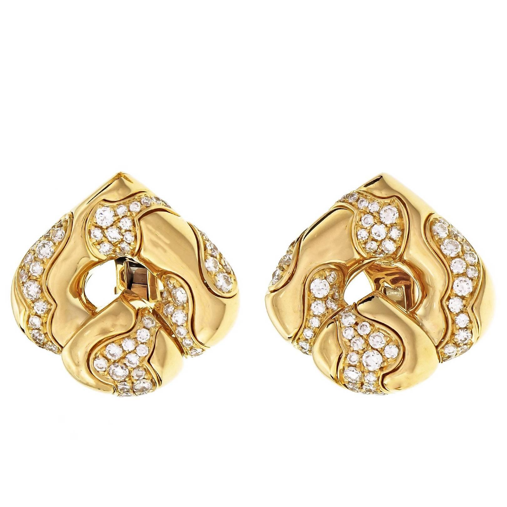 Marina B 2.30 Carat Diamond Pardy Gold Clip Post Earrings