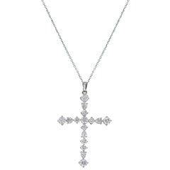 Fancy Cut Diamond Gold Cross Pendant Necklace