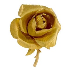 Hermes Paris 1960s Gold 'Rose' Brooch
