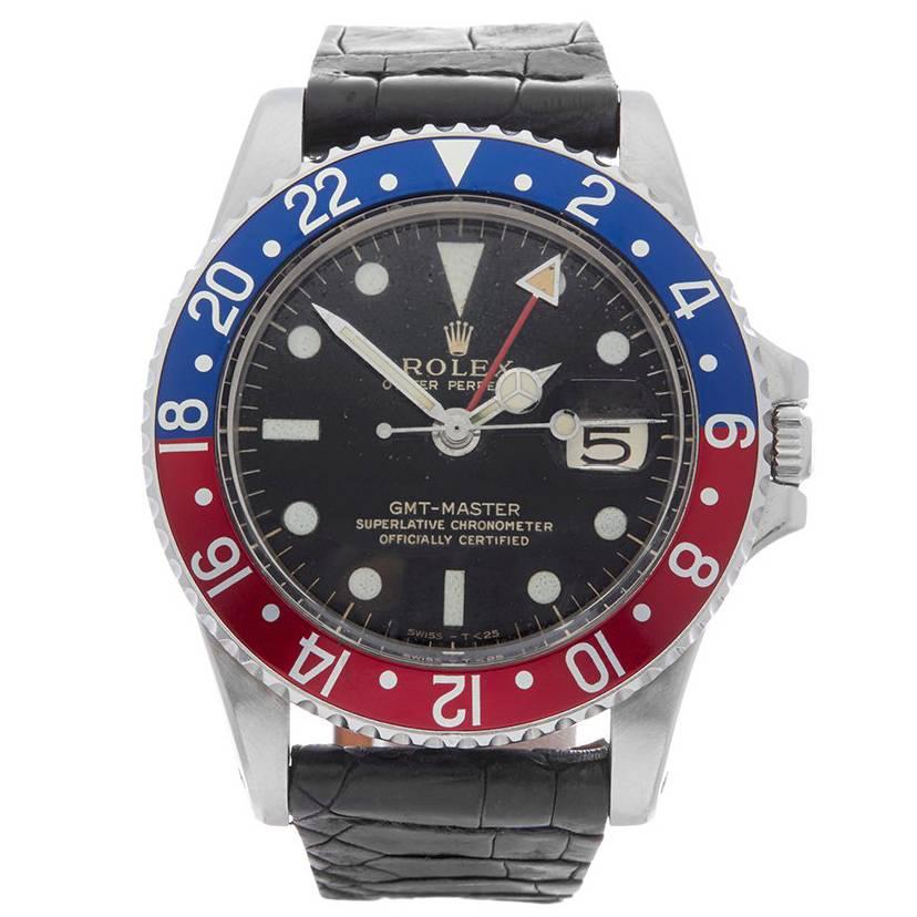 Rolex GMT-Master Gilt Gloss Pepsi Stainless Steel Gents 1675, 1966