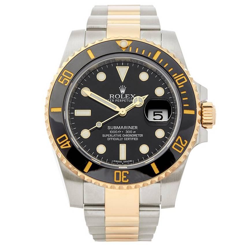 Rolex Submariner Stainless Steel and 18 Karat Yellow Gold Gents 116613LN