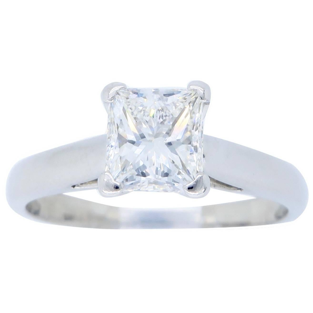 Platinum GIA Certified Princess Cut Diamond Solitaire Engagement Ring