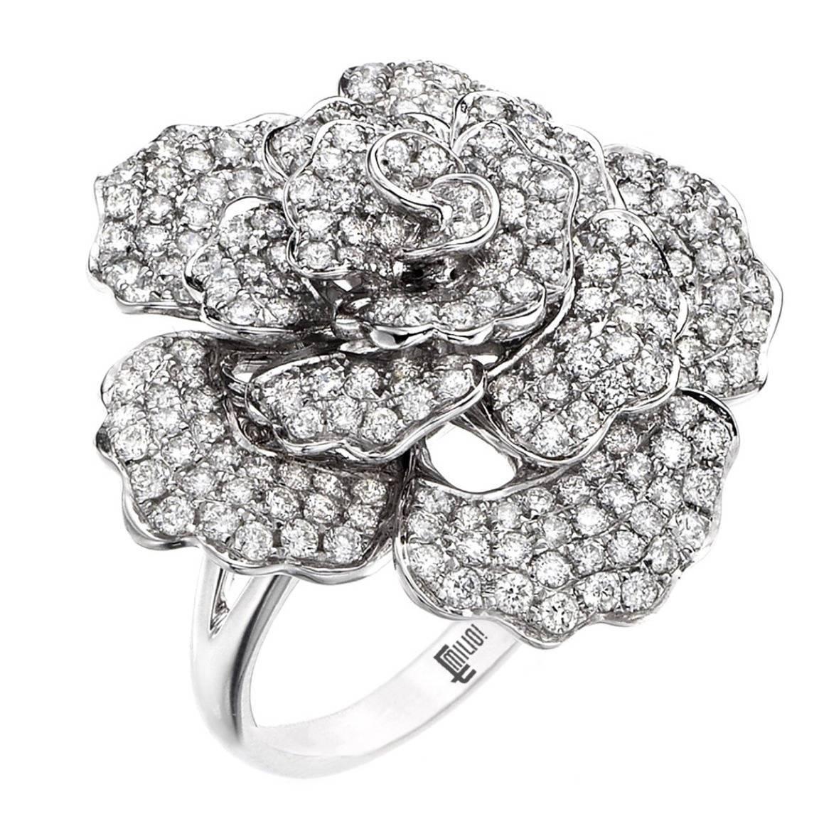 Emilio Jewelry Handmade Micro Pave Diamond Flower Ring