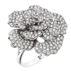 Emilio Jewelry Bague fleur en micro-pavé de diamants, faite à la main