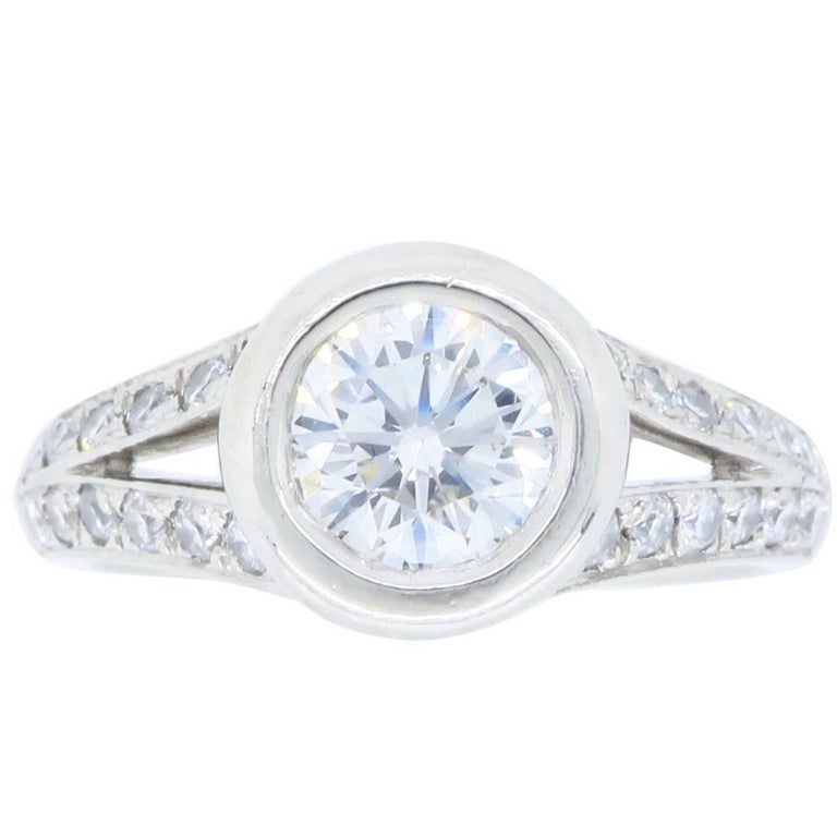Platinum Bezel Set Diamond Ring at 1stDibs