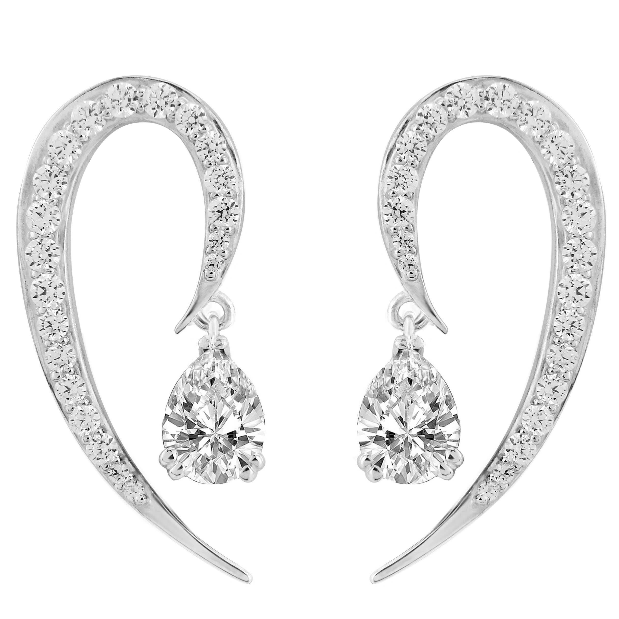Liv Luttrell Full Curve White Gold and Diamond Earrings For Sale