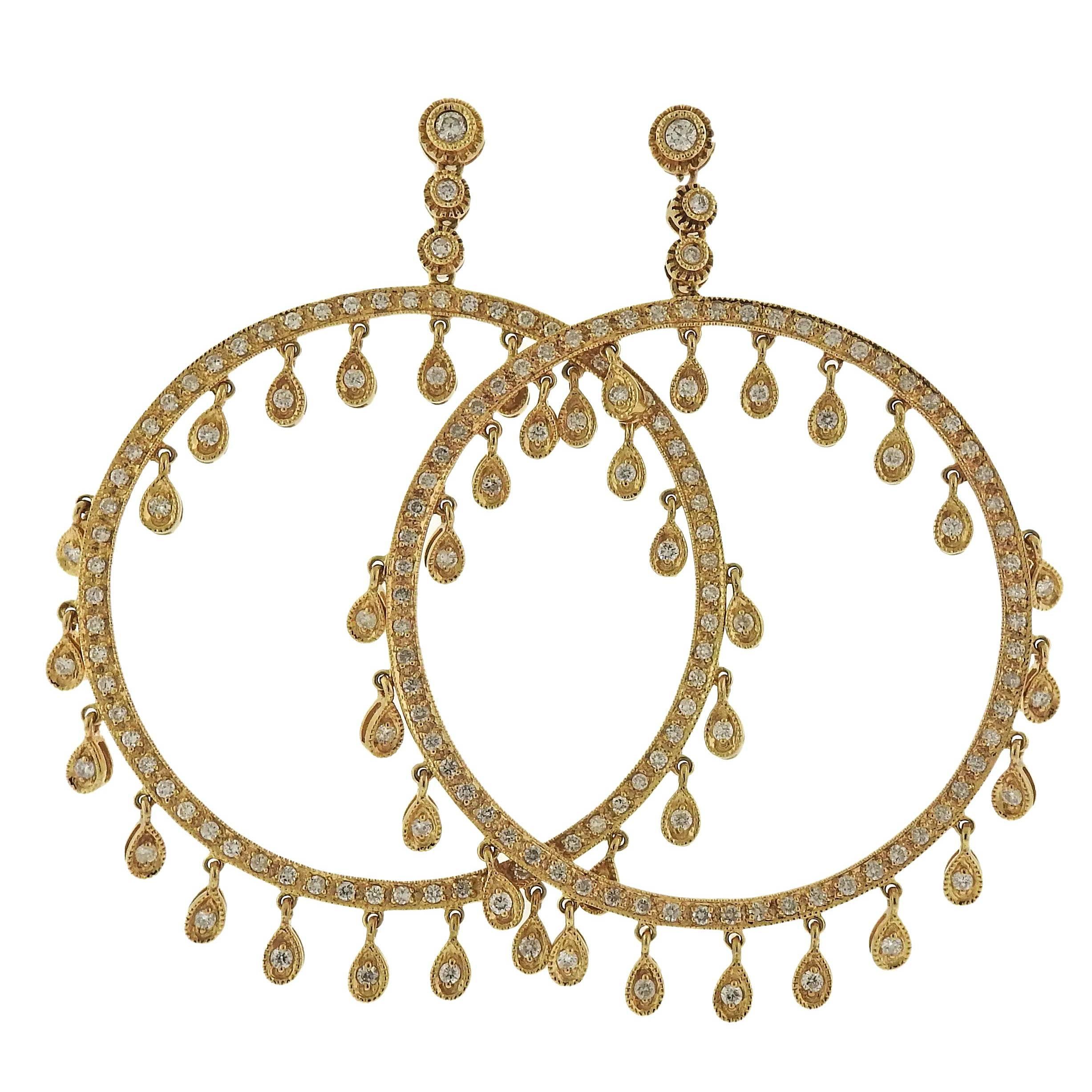 Diamond Gold Circle Earrings