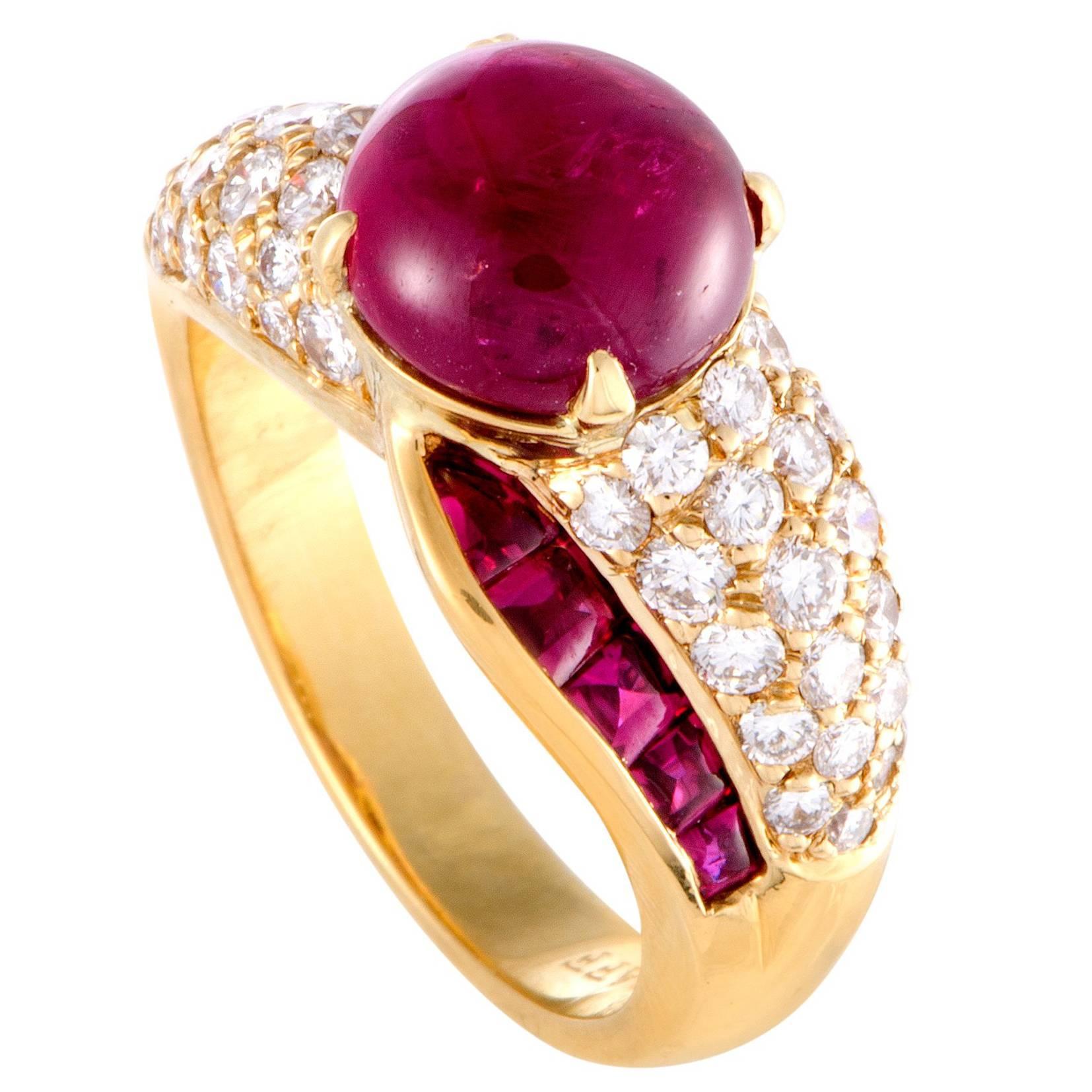 Graff Diamond and Ruby Yellow Gold Cocktail Ring