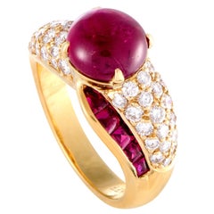 Vintage Graff Diamond and Ruby Yellow Gold Cocktail Ring