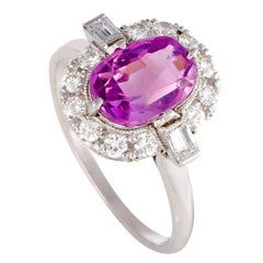 Diamond and Pink Sapphire Platinum Ring