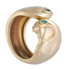 Cartier Les Oiseaux Emerald Open Gold Band Ring