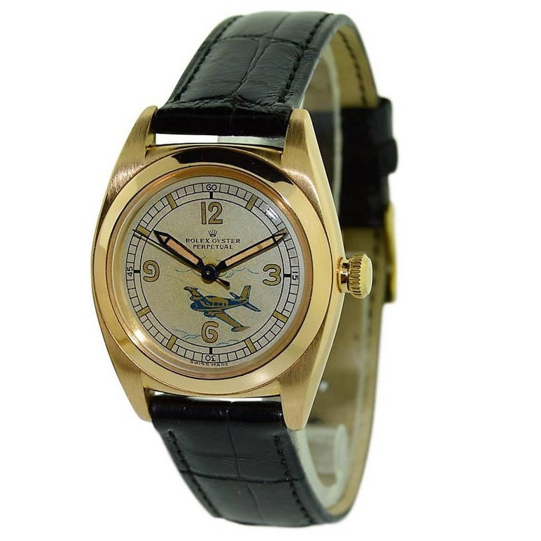 Rolex Rose Gold Bubble Back Transportation Dial Perpetual Wind Watch at 1stDibs rolex
