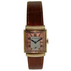 Retro Wittnauer Rose Gold Filled Art Deco Tank Style Wristwatch, circa 1940s 
