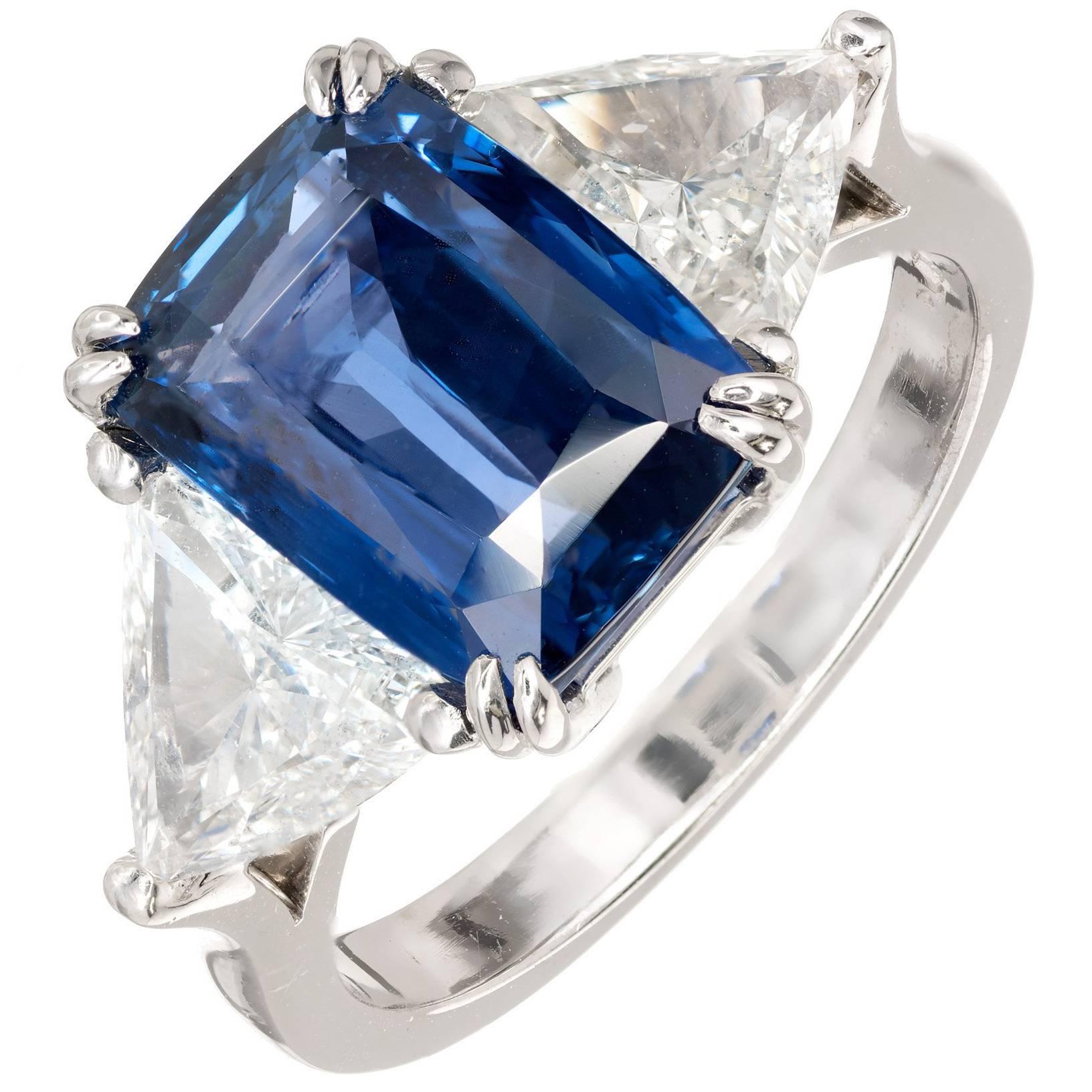 Peter Suchy 4.61 Carat Sapphire Diamond Platinum Three-Stone Engagement Ring