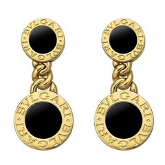 Bulgari Yellow Gold Onyx Bvlgari-Bvlgari Drop Earrings