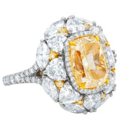 GIA Certified 5.01 Carats Canary Yellow Diamond Ring