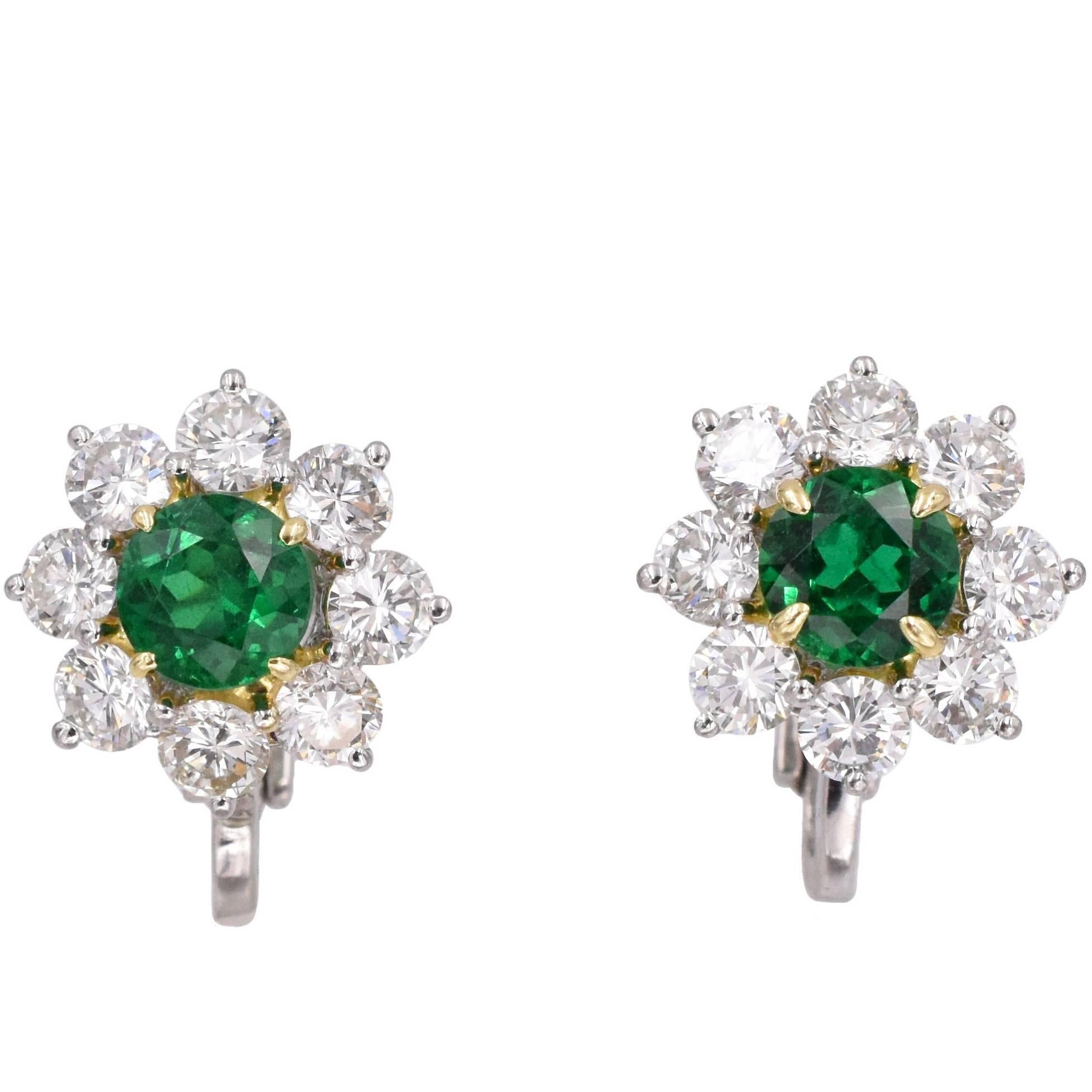 Emerald Diamond Earclips