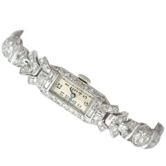 Vintage Ladies Platinum Diamond Cocktail manual wind Wristwatch, 1930s 