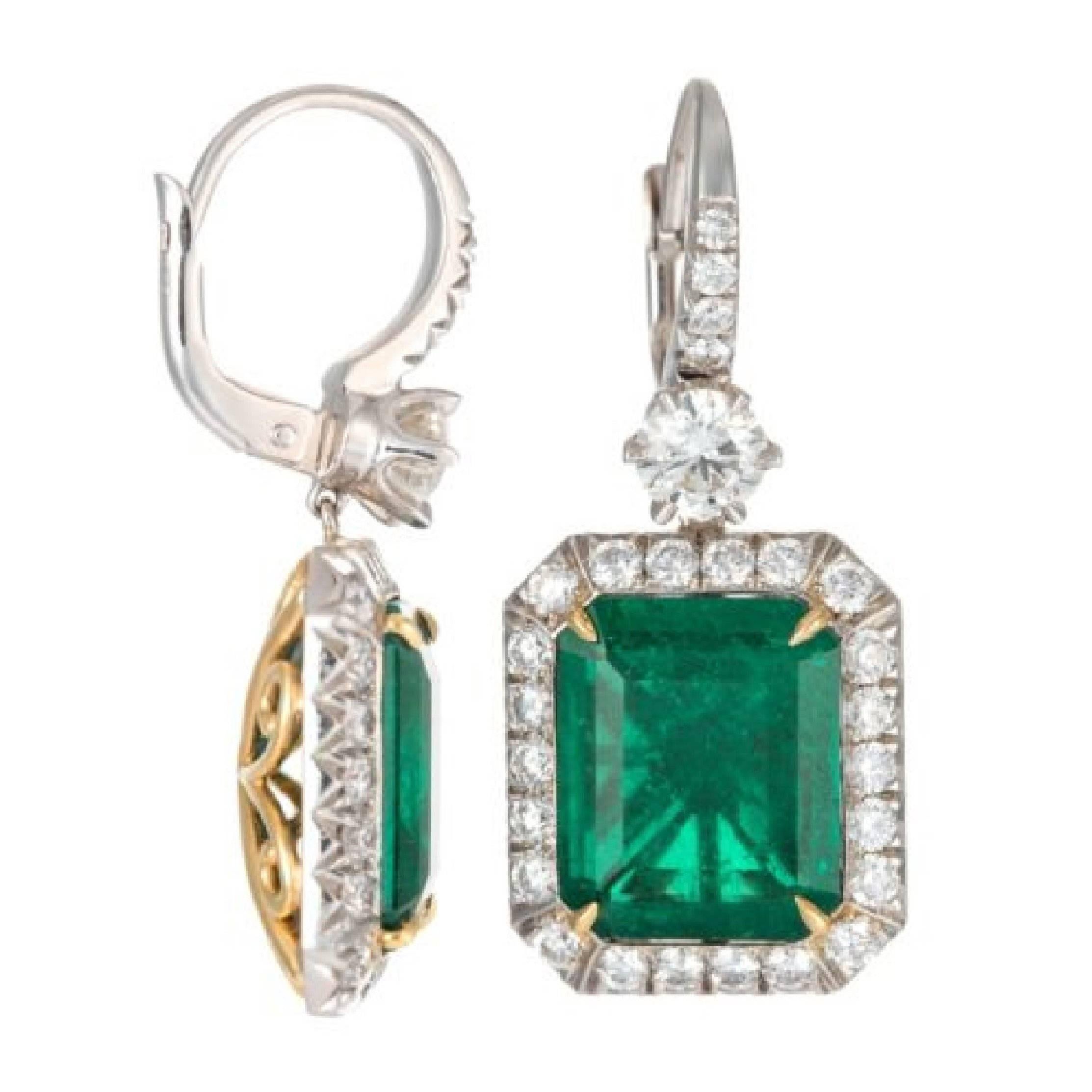Diana M. GIA Certified 8.35 Carat Zambian Emerald Earrings For Sale