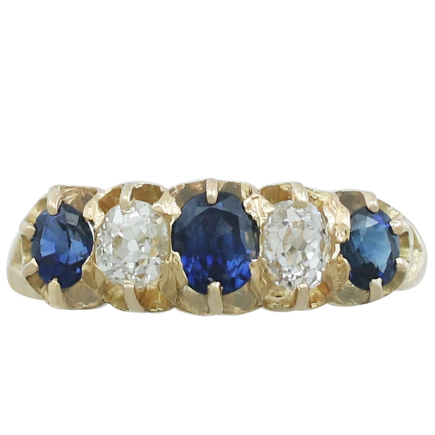 Antique Victorian Diamond and Sapphire Yellow Gold Cocktail Ring