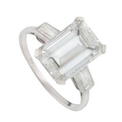 GIA Certified Emerald Cut Three Stone Diamond Engagement Ring 7.02 Ct H/VS1
