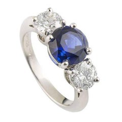 Tiffany & Co. Three Stone Diamond and Sapphire Ring