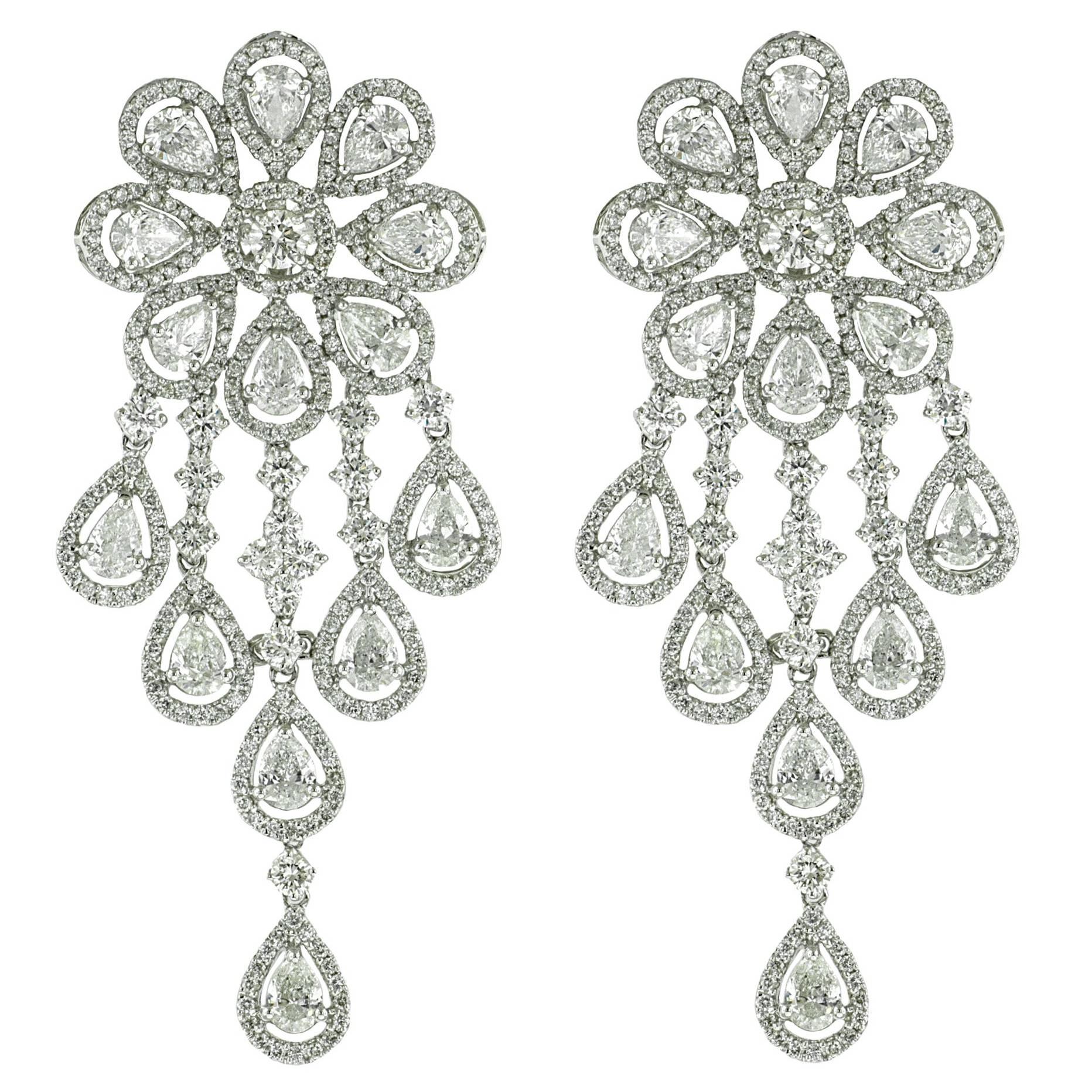 Women's 16.45 Carat Chandelier Diamond Earrings For Sale