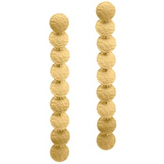 Timeless Gold-Plated Brass Coin Shaped Greek Drop Earrings